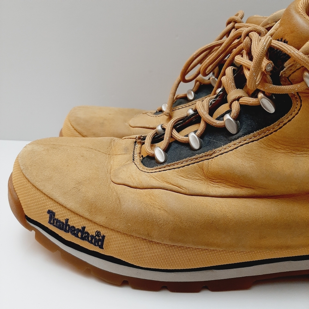 TIMBERLAND Light Brown / Tan Leather Combo Lace-Up Comfy Boots Men's Sz 11.5 - Picture 10 of 16